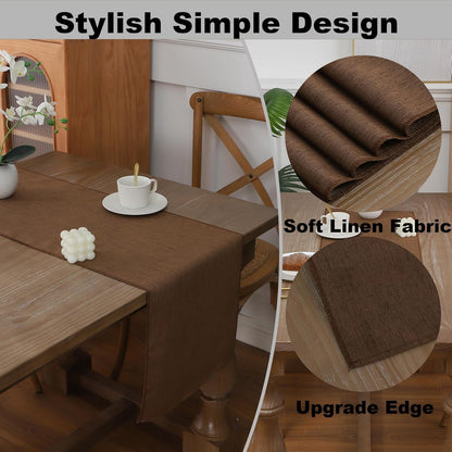 Gernaice 24" 13" Solid Color Table Runner, Rustic Cotton Linen Farmhouse Table Runners for Dresser End Coffee Table
