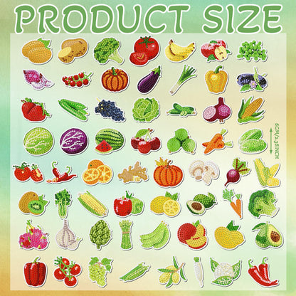 Xuhal 60 Pcs Vegetables Diamond Painting Magnets Fruits Diamond Art Magnet Kits for Adults 5d Rhinestone Rustic Farmhouse Fruit Refrigerator Magnetic Sticker for Fridge Beginner DIY Crafts Farm Gifts
