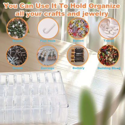 Lhazemu Bead Organizer Box 31-Piece Contains Forty Label Sheets Small Beads Storage Cases and Plastic Container with Hinged Lids Containers for Jewelry Making, Bracelet Crafts and DIY Projects