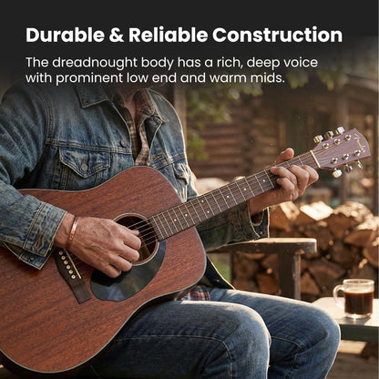 Fender CD-60S Solid Top Dreadnought Acoustic Guitar - All Mahogany Bundle with Hard Case, Tuner, Strap, Strings, Picks, and Austin Bazaar Instructional DVD