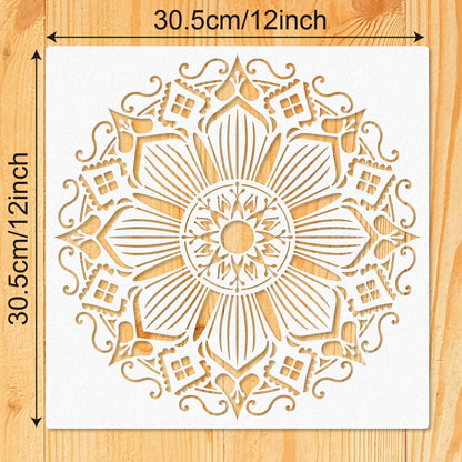 9 Pack 12 x 12 Inch Large Rangoli Stencils Mandala Stencil Laser Cut Painting Template for DIY Art | Wall Stencil, Tile Stencil, Floor Stencils - Wall Stencils for Painting Large Pattern