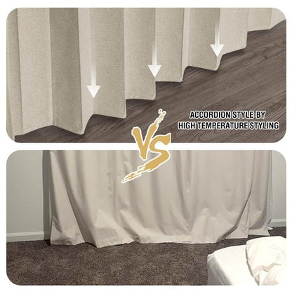 H.VERSAILTEX 100% Blackout Linen Curtain Accordion Door Curtains for Doorway Privacy Folding Closet Curtain Room Divider Sliding Door Shade with Hooks, 1 Panel, W100 x L78, Heather Ivory