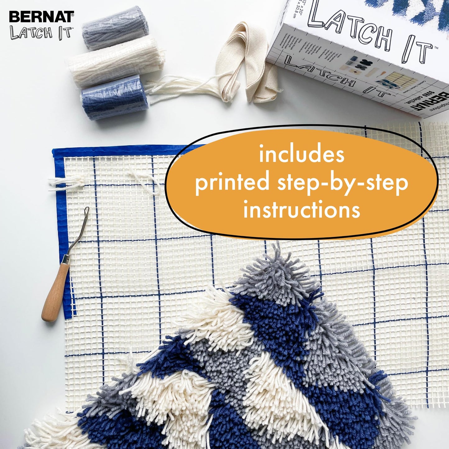 Bernat Latch It Boho Collection Mountain High 1 Pack of 12X20 Kit, Great for Pillows, Wall Hangings and More!