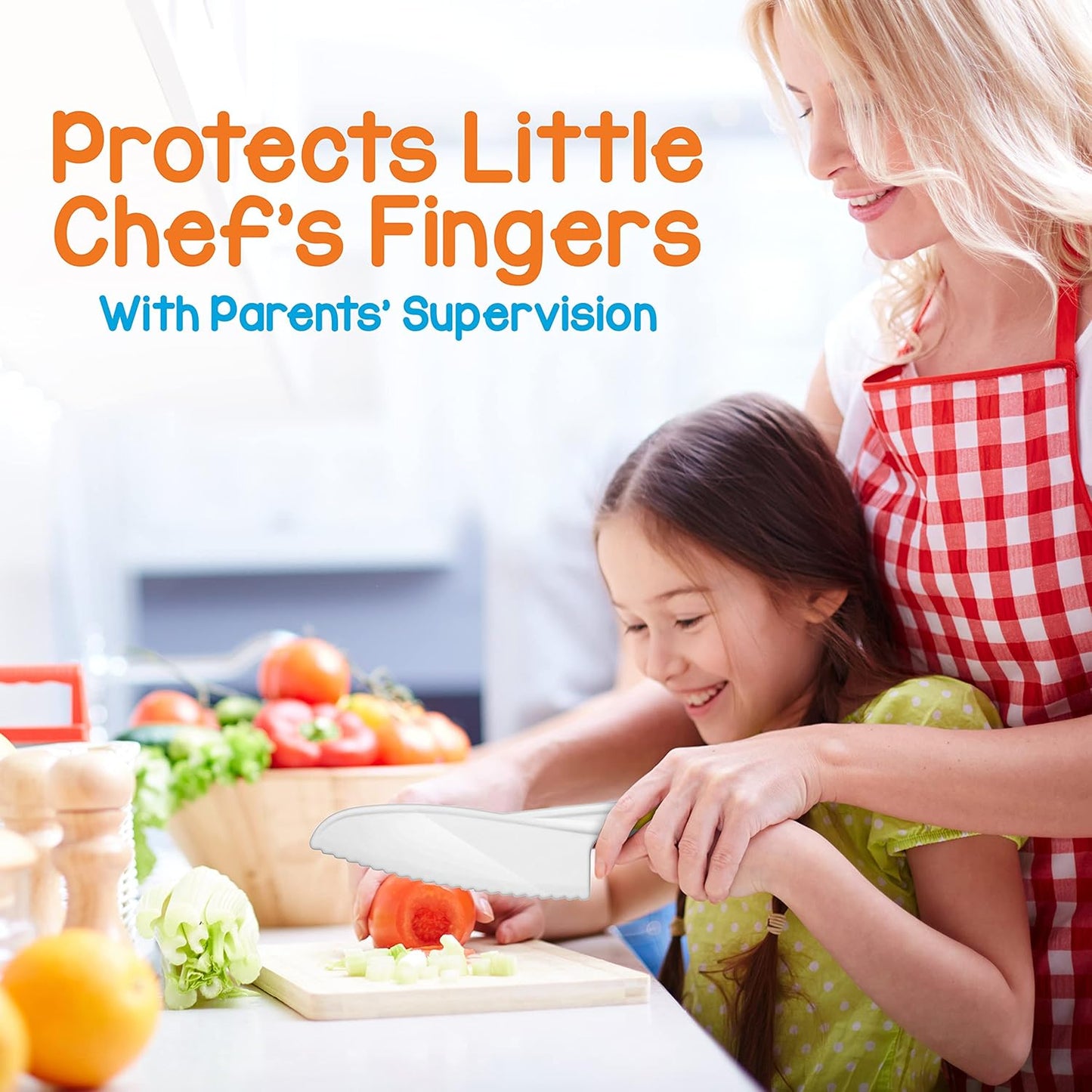 NutriChef 3-Piece Nylon Kitchen Baking Knife Set - Safe Children's Cooking Knives with Firm Grip and Serrated Edges