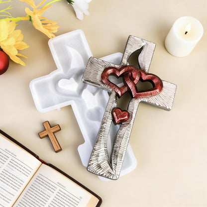 2pcs Heart Resin molds Silicone, Cross molds for Resin Wall Art, Bedroom Living Room Wall Hanging, Tabletop Decoration, Resin molds Silicone Clearance