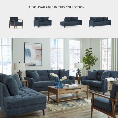 Signature Design By Ashley Bixler Classic Tufted Right-arm Facing Corner Chaise with Tapered Legs and Removable Cushions, Blue