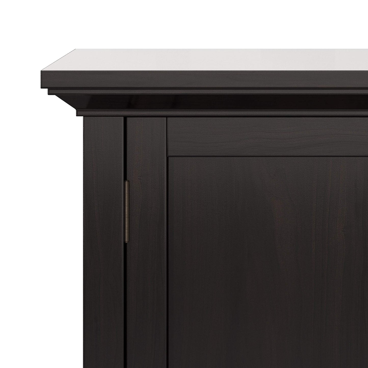 SIMPLIHOME Redmond Storage Cabinet - 32 inch Wide Solid Wood 2-Shelf Low Storage Cabinet in Hickory Brown, Transitional Accent Cabinet for Entryway with Adjustable Shelves and Tapered Legs