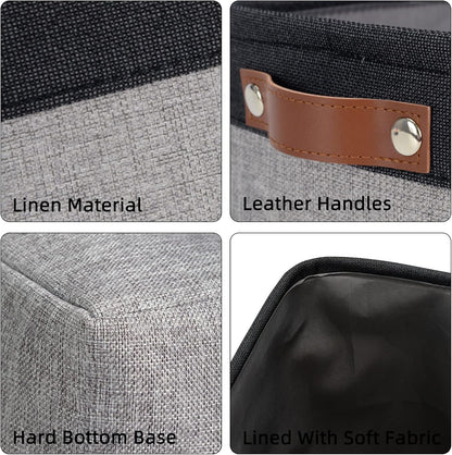 DULLEMELO Fabric Storage Basket for Organizing Clothes, Toys, Towels, Laundry, Nursery - Black & Gray