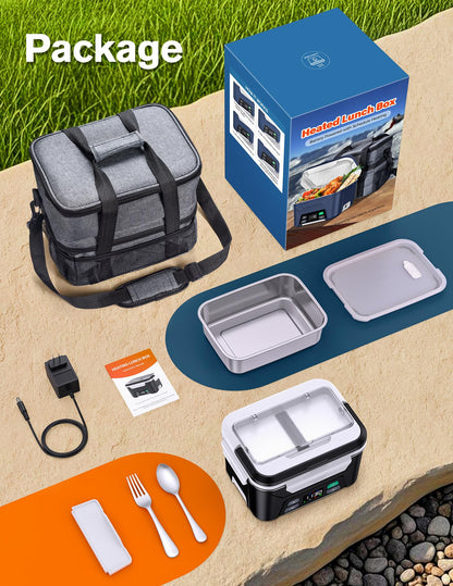 EAST OAK Cordless Electric Lunch Box for Adults, Heated Lunch Box Battery Powered with Automatic Heating, 5.5 Cups Portable Food Warmer with Insulated Carry Bag