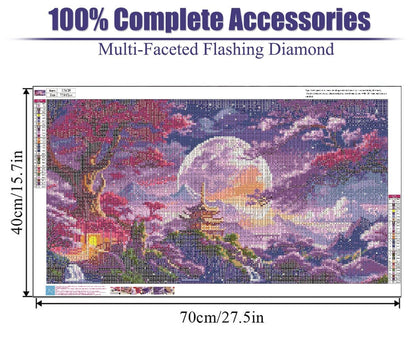 pchmcu 5D Large Diamond Art Painting,Landscape Diamond Art Kits for Adults,DIY Full Drill Crystal Rhinestone Arts and Crafts,Moon Tree Art Painting with Diamond Home Wall Decor 27.5 X 15.7inch