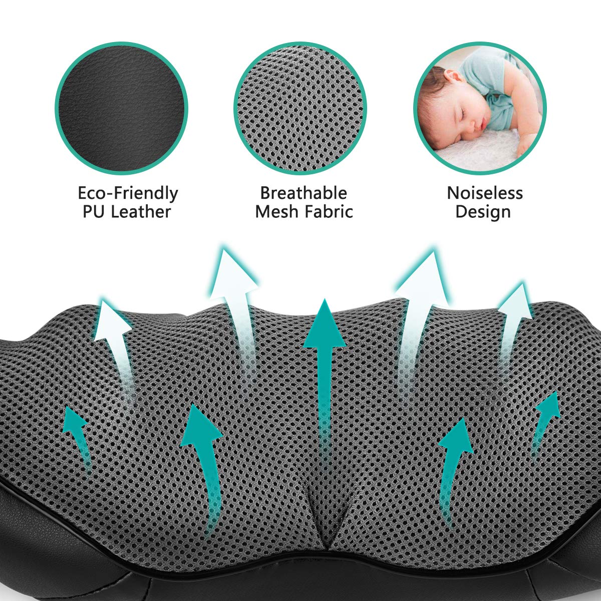 Medcursor Neck Massager, Portable Electric Shiatsu Back Massage Device with Heat, Deep Tissue 3D Kneading Pillow for Muscle Pain Relief (No Battery)