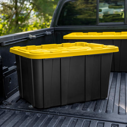 Sterilite 12-Pack Industrial Tote - Heavy-Duty Plastic Storage Bins with Lids, 27 Gallon | Ideal for Organizing Closet, Bathroom, Office
