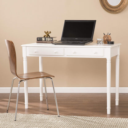 SEI Furniture - Writing 2-drawer Desk- Crisp White - Transitional Design, White Finish - Ideal for Home Office, Bedroom (HO8800)