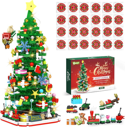 2025 Set 24 Countdown (1083 Advent Calendar Adult Teen Boy Girls Kids Christmas Tree Building Toys with Led light