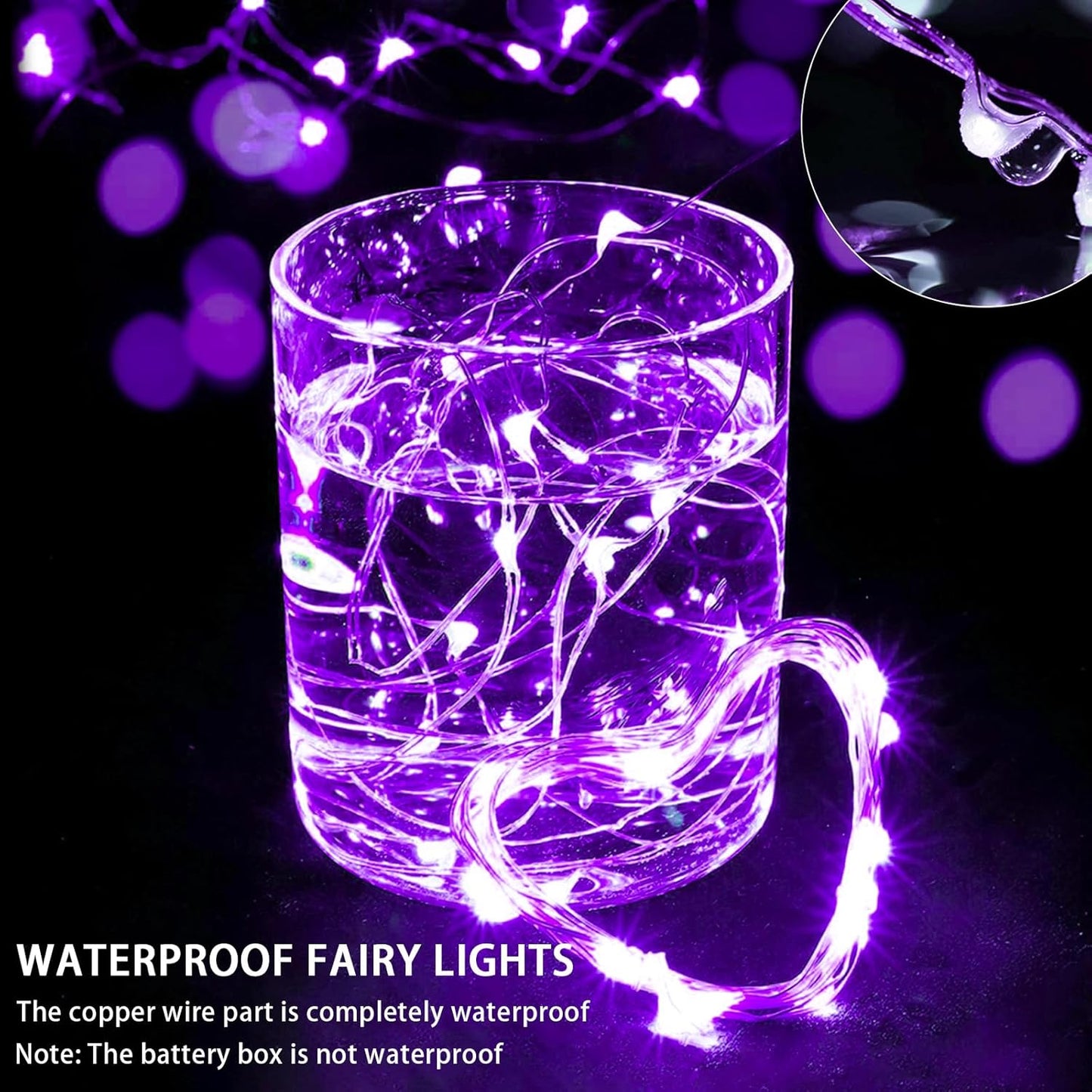 Skiennix 20 LED Purple Fairy Lights - 7Ft Twinkle String Lights | Battery Operated & Waterproof for Events