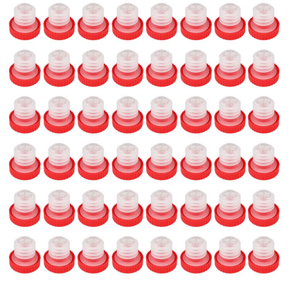 48pcs Slow Wine Pourer Spout, Red Plastic Wine Pourers with Seal Lids for Corked Bottles Bars Restaurants & Home Use