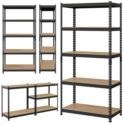 Yaheetech Standing Shelf Units 5 Tier Shelving Unit, 3 Pack Adjustable Garage Shelving Metal Shelving Unit Utility Rack Heavy Duty Industrial Shelving, 35.5″ L × 17.5″ W × 72″ H - Black