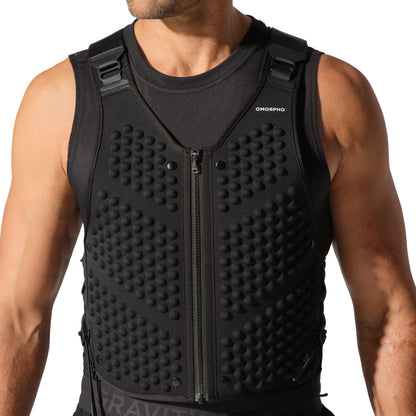 OMORPHO Men's G-Vest, 10 lb (up to 20 lb with addition of G-Pack), weighted vest for men, low-profile, fully adjustable, comfort fit. Great for walking, hiking, running and training. (Black, S-M)
