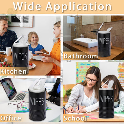 Kokone Wipes Dispenser Farmhouse Wipes Container with Matte Finish Compatible for Clorox Lysol Sturdy Galvanized Iron Wipes Holder for Kitchen,Bathroom,Office,School Table Countertop,Black