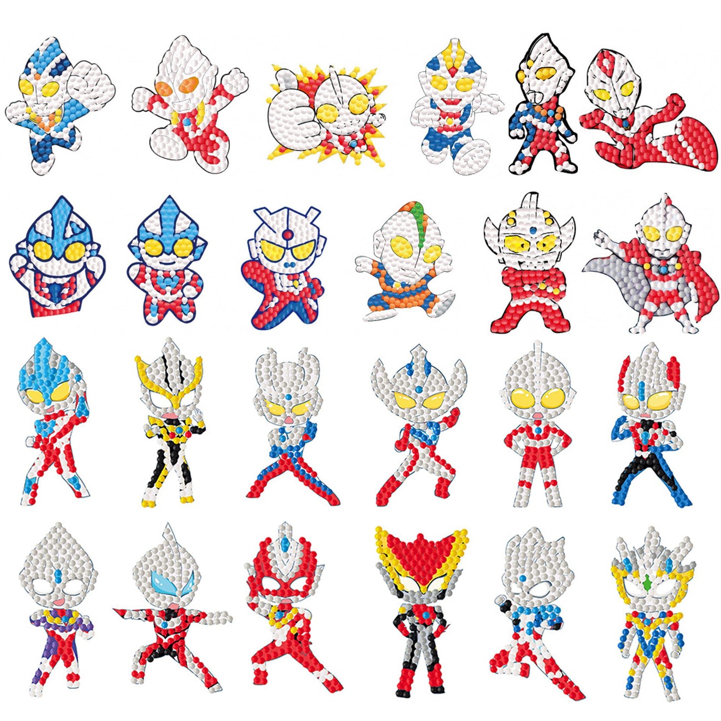 PICNICFUN Diamond Kits Stickers for Kids 24 PCS 5D DIY Cartoon Characters Handmade Rhinestone Mosaic Art Craft (Cartoon Hero)