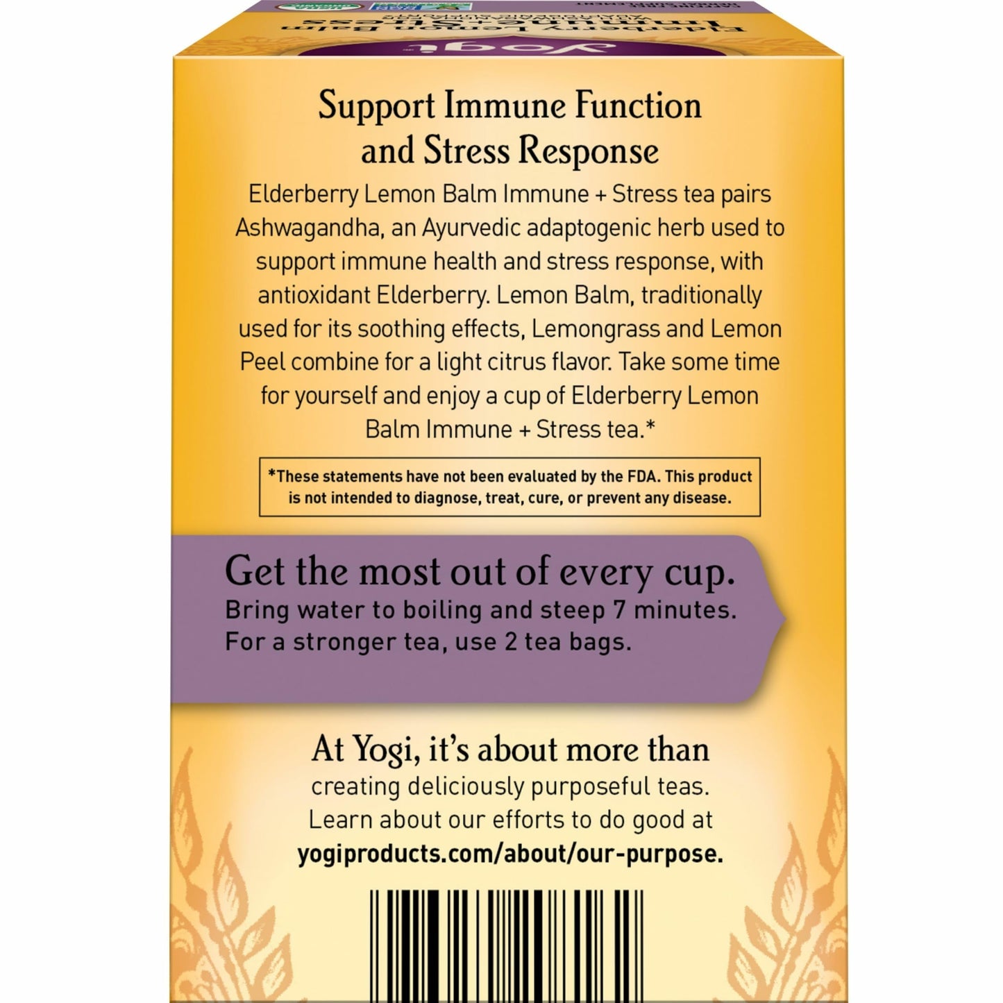 Yogi Tea Elderberry Lemon Stress & Immune Support Tea - 16 Tea Bags, 4 Packs - With Ashwagandha, Lemongrass, Licorice Root & More