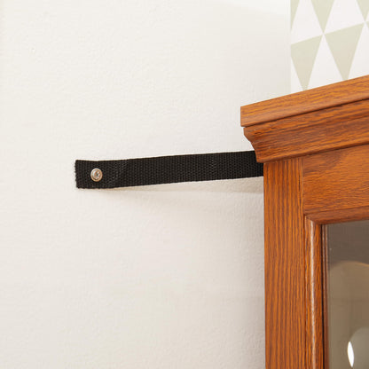 KEIKI Floor Standing Glass Display Cabinet with Light Strip, Retro Curio Cabinet with Tempered Glass Doors, Adjustable Shelves, Antique Design, E26 Bulb Included, Dark Oak