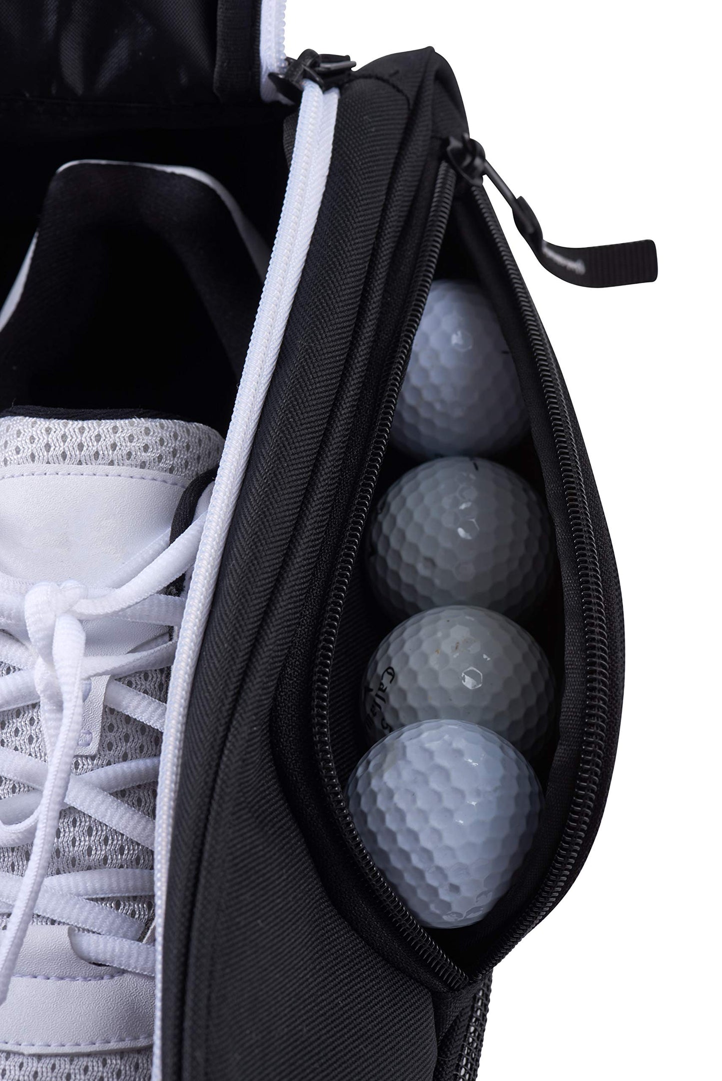 Athletico Golf Shoe Bag - Zippered Shoe Carrier Bags With Ventilation & Outside Pocket for Socks, Tees, etc. Perfect Storage (Black)