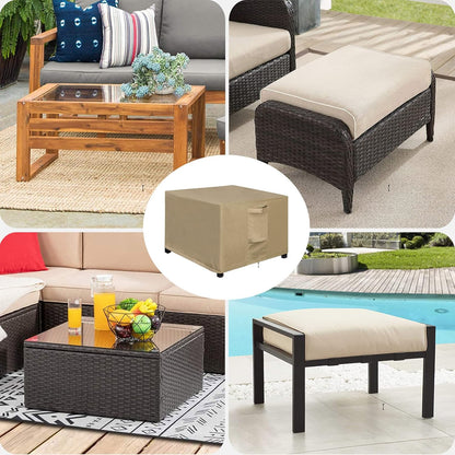 21L 21W 17H Inch, OutdoorLines Outdoor Waterproof Patio Ottoman Covers - Rectangle UV-Proof Patio Side Table Cover