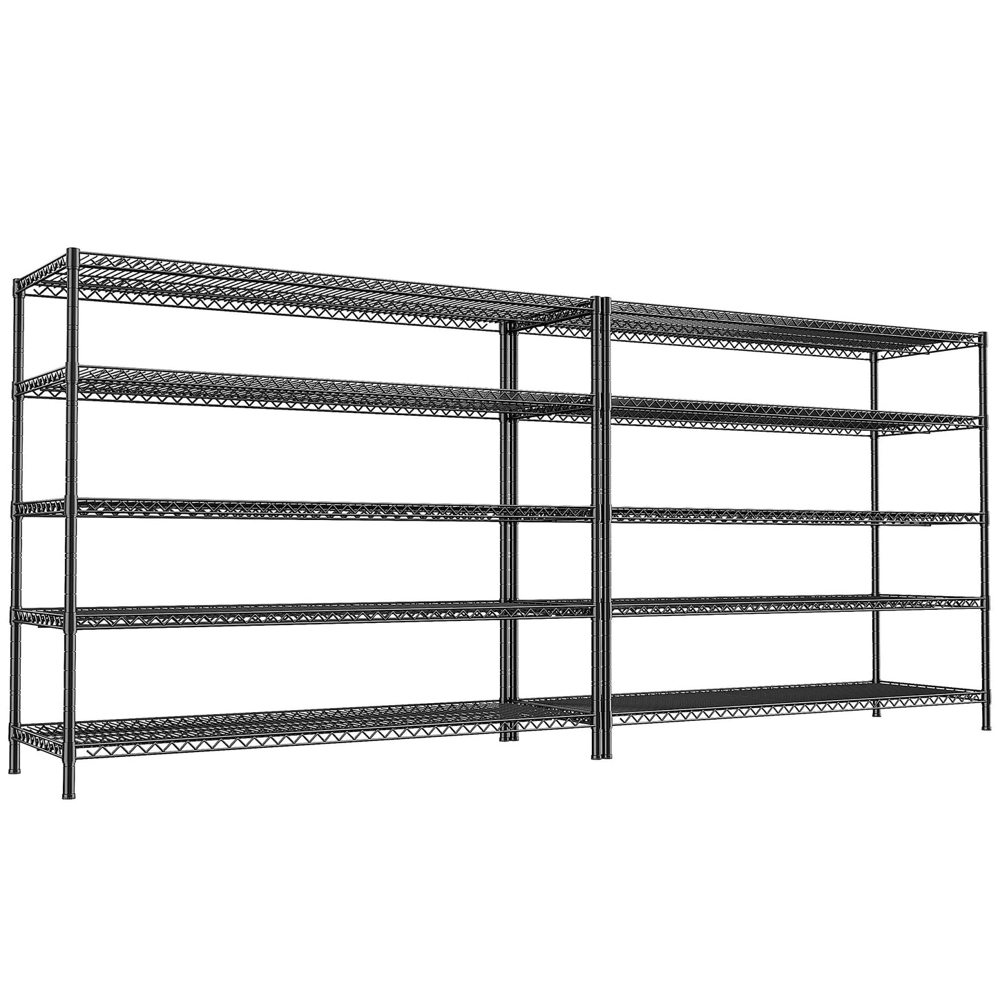 REIBII 55.5" W Storage Shelves 3200LBS Wire Shelving Unit 5 Tier Metal Shelving Garage Shelving 2PCS Heavy Duty Metal Shelves for Storage Rack Commercial Adjustable Pantry Shelf