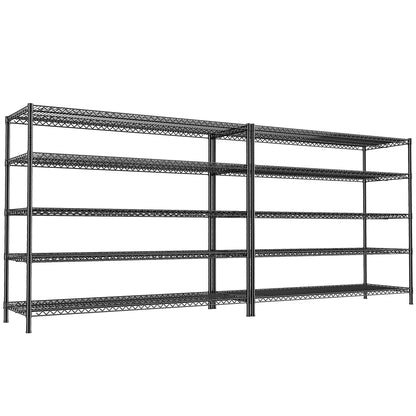 REIBII 55.5" W Storage Shelves 3200LBS Wire Shelving Unit 5 Tier Metal Shelving Garage Shelving 2PCS Heavy Duty Metal Shelves for Storage Rack Commercial Adjustable Pantry Shelf
