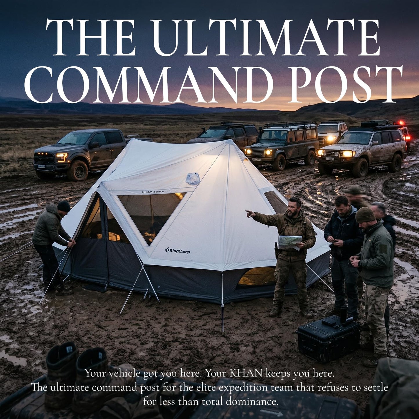 KingCamp Canvas Tent for Camping, 4 Seasons Large Waterproof & Windproof Luxury Glamping Tent with Stove Jack for Family Outdoor Camping, Hunting & Parties