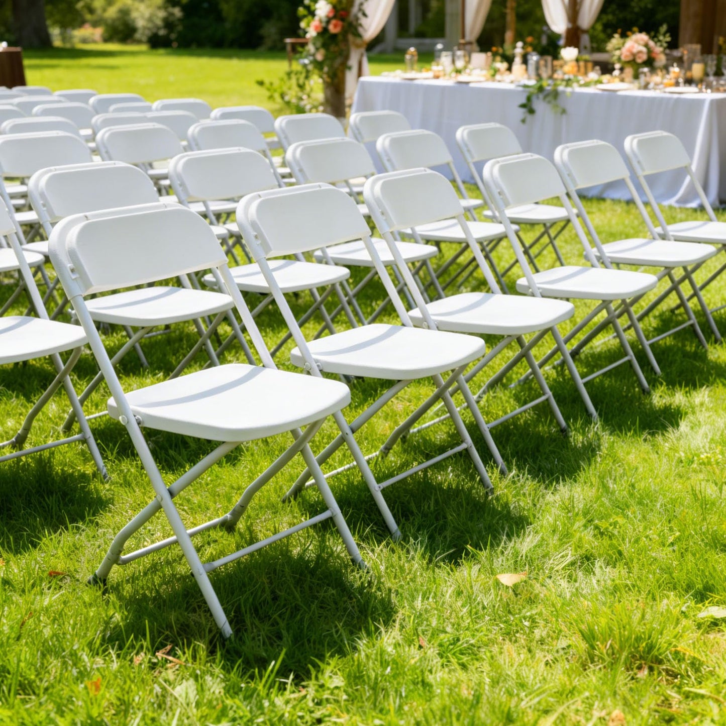 YLGJ&TIDY Plastic Folding Chair Set, Heavy Duty Stackable with Sturdy Frame,No Assembly Required Comfortable Indoor Outdoor Portable Chairs for Party Wedding Office (White PP, 20 Pack)