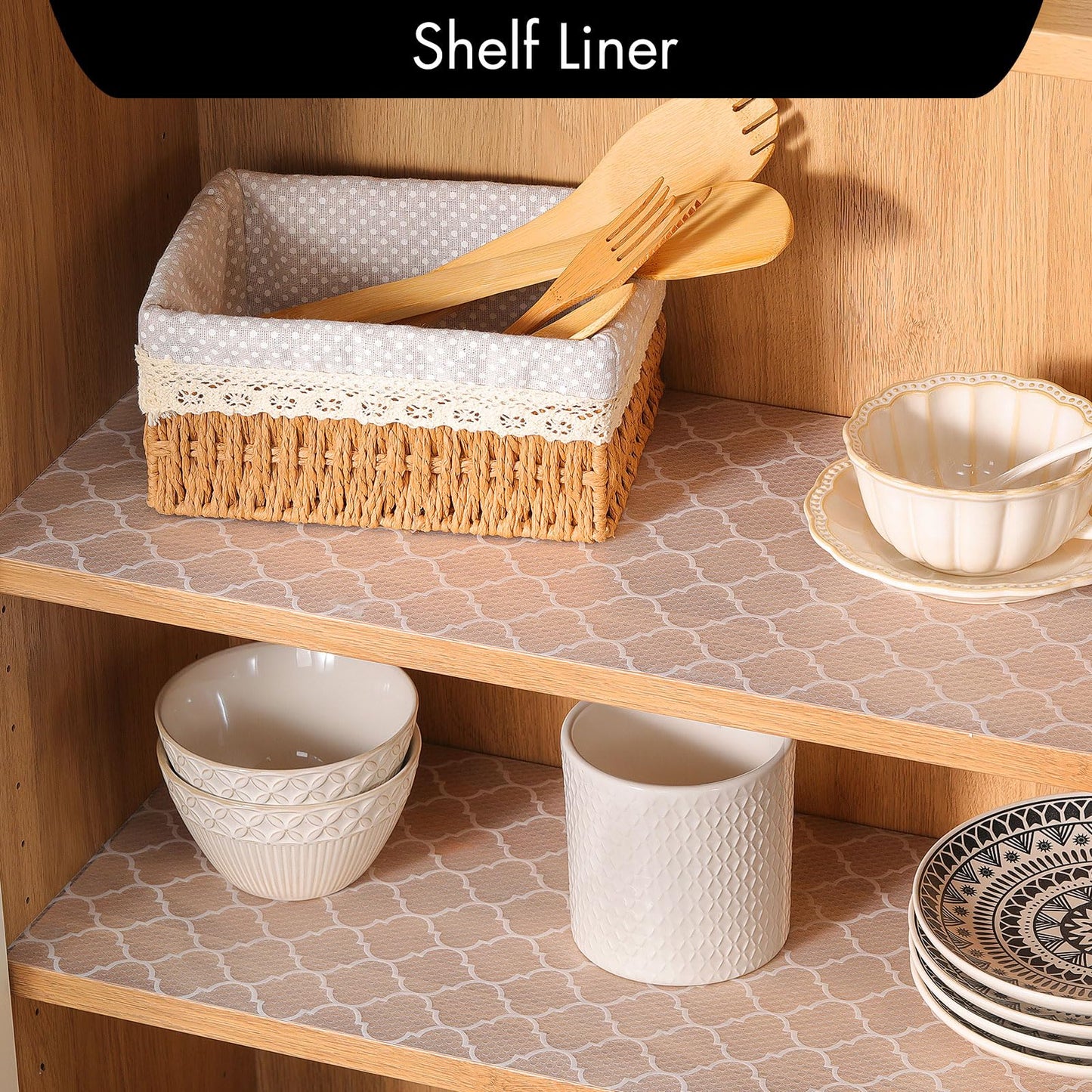 Cooyes Shelf and Drawer Liners for Kitchen Cabinets, Non Adhesive Cabinet Liner, EVA Waterproof Durable Non-Slip Drawer Mats for Shelves, Fridge, Storage, Kitchen Cupboards – Modern Pattern