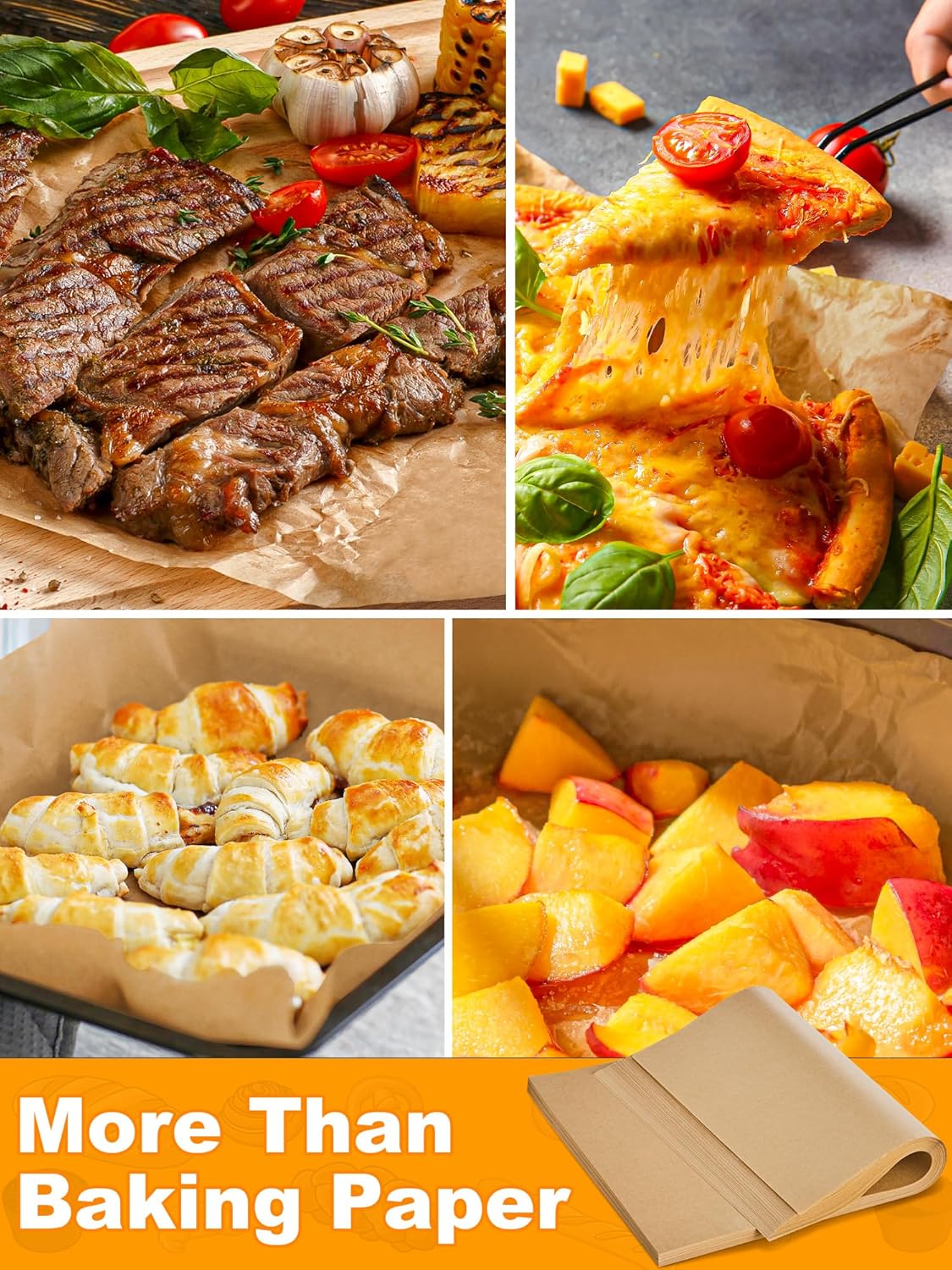 SMARTAKE Parchment Paper Baking Sheets - 200 Non-Stick Precut Sheets, 8x12 Inches for Baking & Grilling