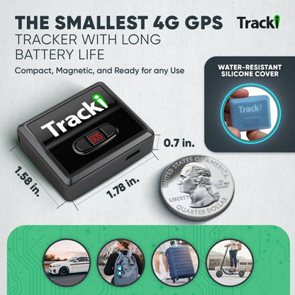 Tracki Mini GPS Tracker, 6-Month Subscription Included – Universal Compact 4G LTE Tracker for Vehicles, Bags, Luggage & Everyday Assets – SOS Button, App Alerts & 185+ Country Coverage