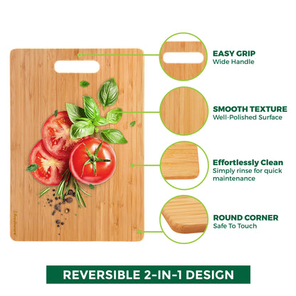 Freshware Bamboo Cutting Board Set of 3, Wooden Cutting Boards for Kitchen, Knife Friendly Food Grade Chopping Board, Lightweight with Hanging Hole for Easy Storage