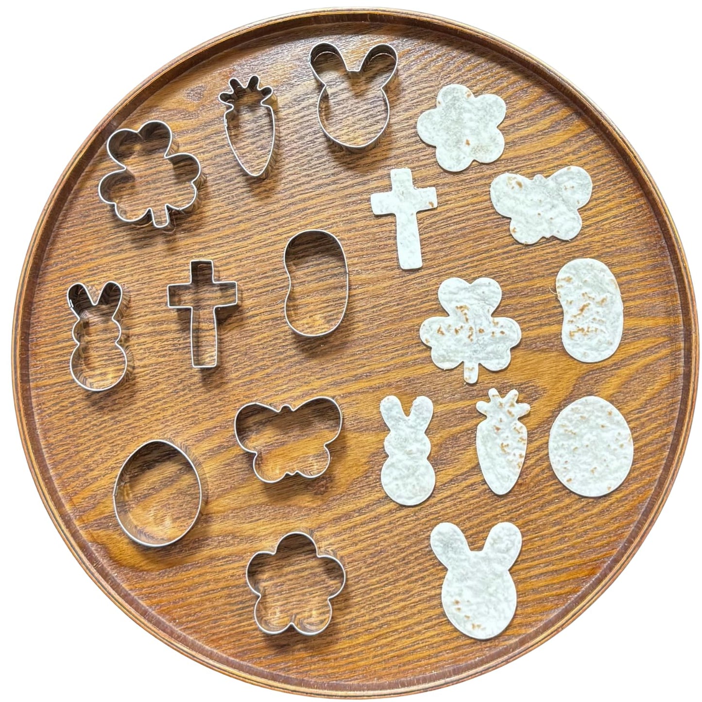 LUBTOSMN 9-Piece Mini Easter Cookie Cutter Set, Shamrock, Bunny, Egg, Carrot, Flower, Butterfly and Bean Shapes - Dishwasher Safe Stainless Steel Molds for Spring Easter and St. Patrick's Day Decor