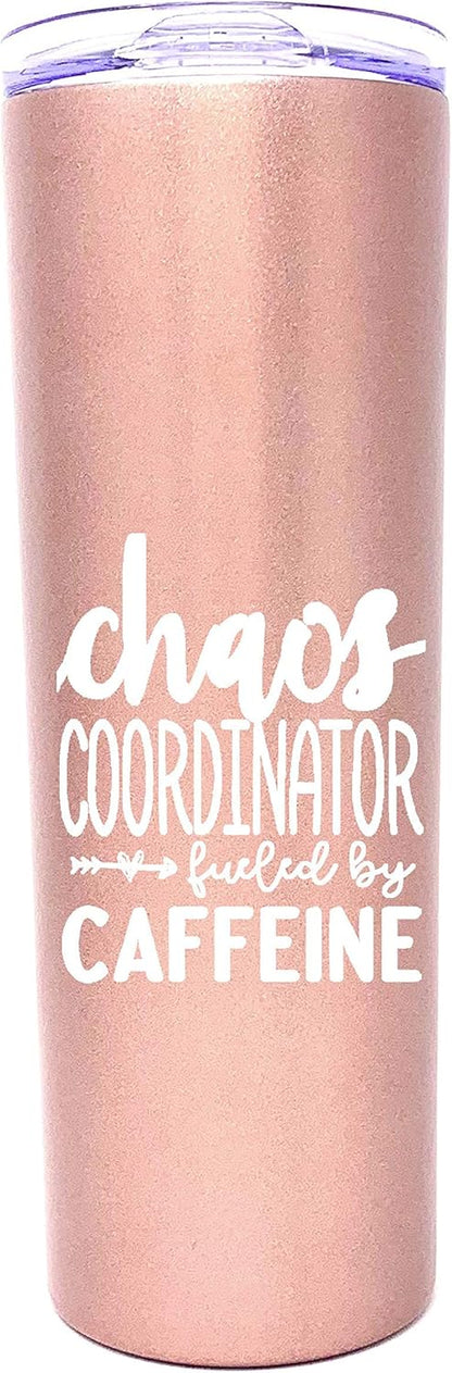 Brooke & Jess Designs Chaos Coordinator 20 oz Tumbler, Best Insulated Travel Cup for Boss Women, Great Gifts for Mom,