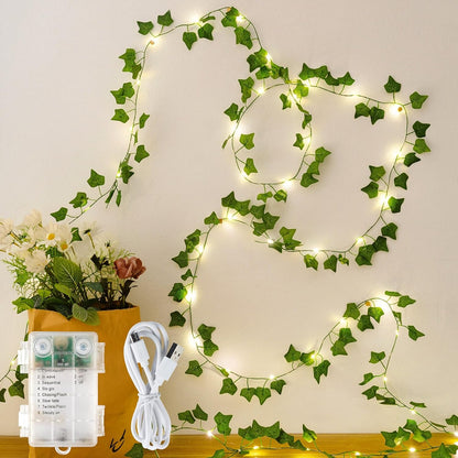 23 73 HEYFUNi Fake Ivy Vines with Lights, Ft Led Artificial Greenery Garland with Fairy Lights USB/Battery Operated