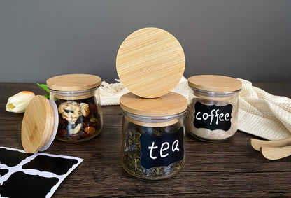 24 5 oz Oui Yogurt Jar Lids - Pcs Oui Lids - Made of Natural Bamboo Wood, with Silicone Sealing Ring and Oui Yogurt Jar
