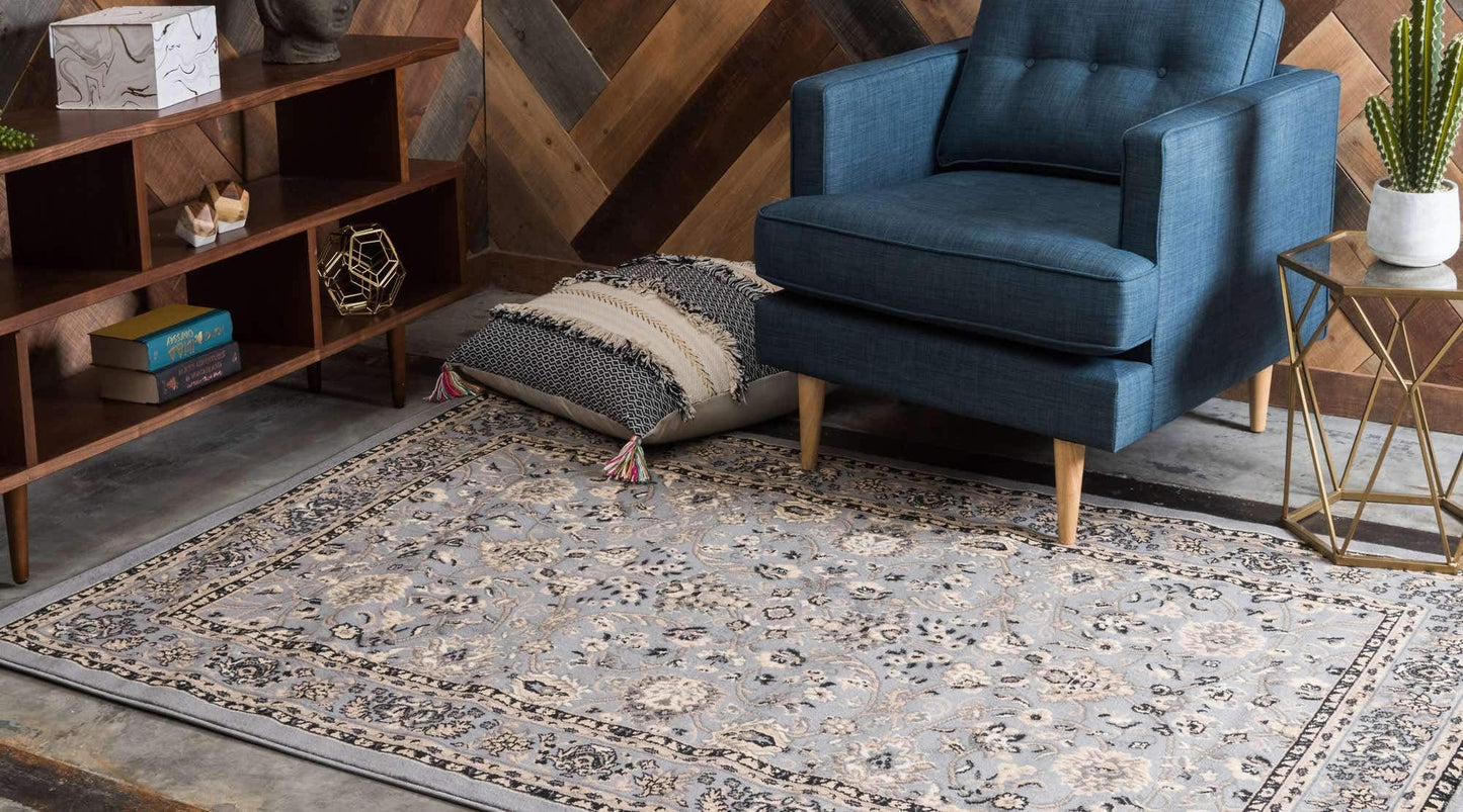Unique Loom Sialk Hill Collection Area Rug - Washington (9' 10" x 13' 1" Rectangle Gray/Black)