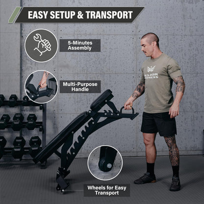 MAJOR FITNESS Adjustable Weight Bench (Elite Version) - 1300LBS Capacity, 32 Positions for Strength Training, Bench Press, and Full-Body Workouts for Home or Garage Gym, Black