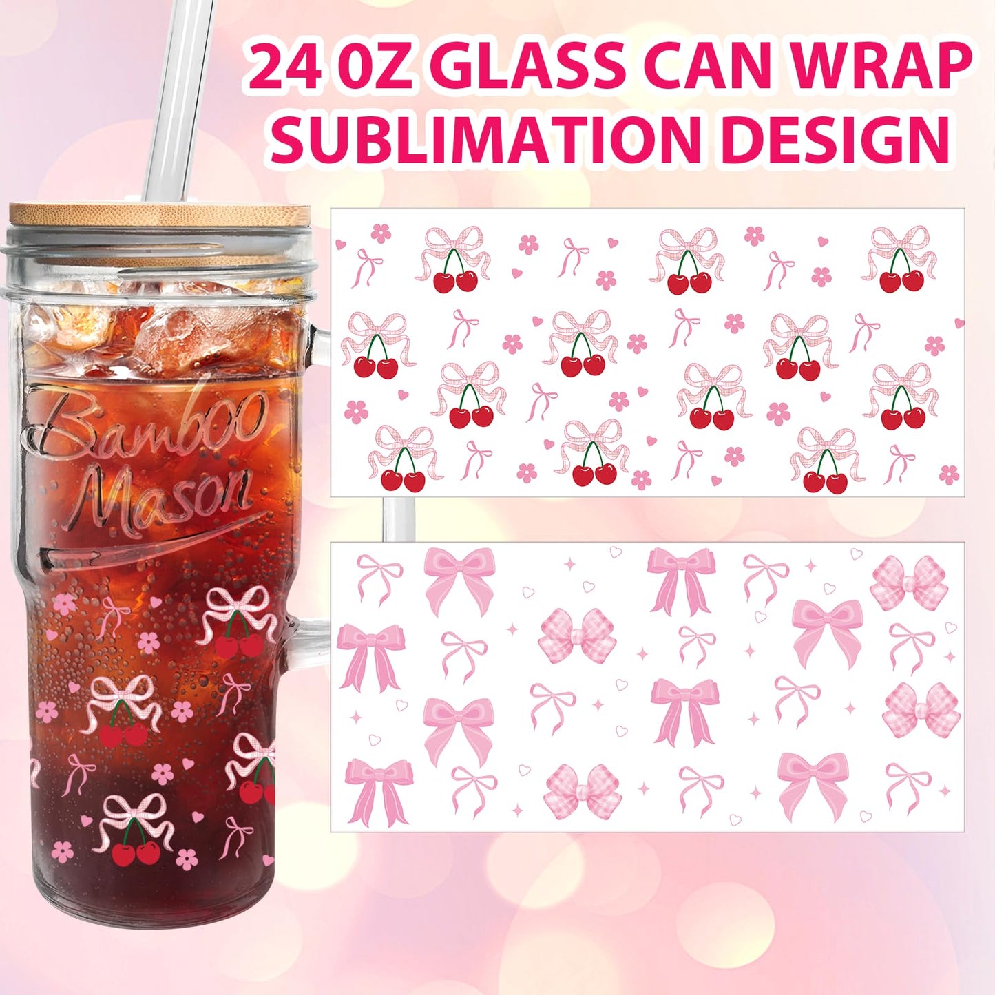 ANOTION Glass Cups with Lids and Straws - 24oz Tumbler with Handle Coffee Cups Glass Straws Glasses Mason Jar Cups Drinking Set Kitchen Essentials Coffee Bar Accessories House Warming Gifts New Home