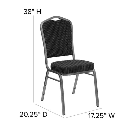 Flash Furniture HERCULES Series Crown Back Stacking Banquet Chair in Black Dot Patterned Fabric - Silver Vein Frame (Pack of 4)
