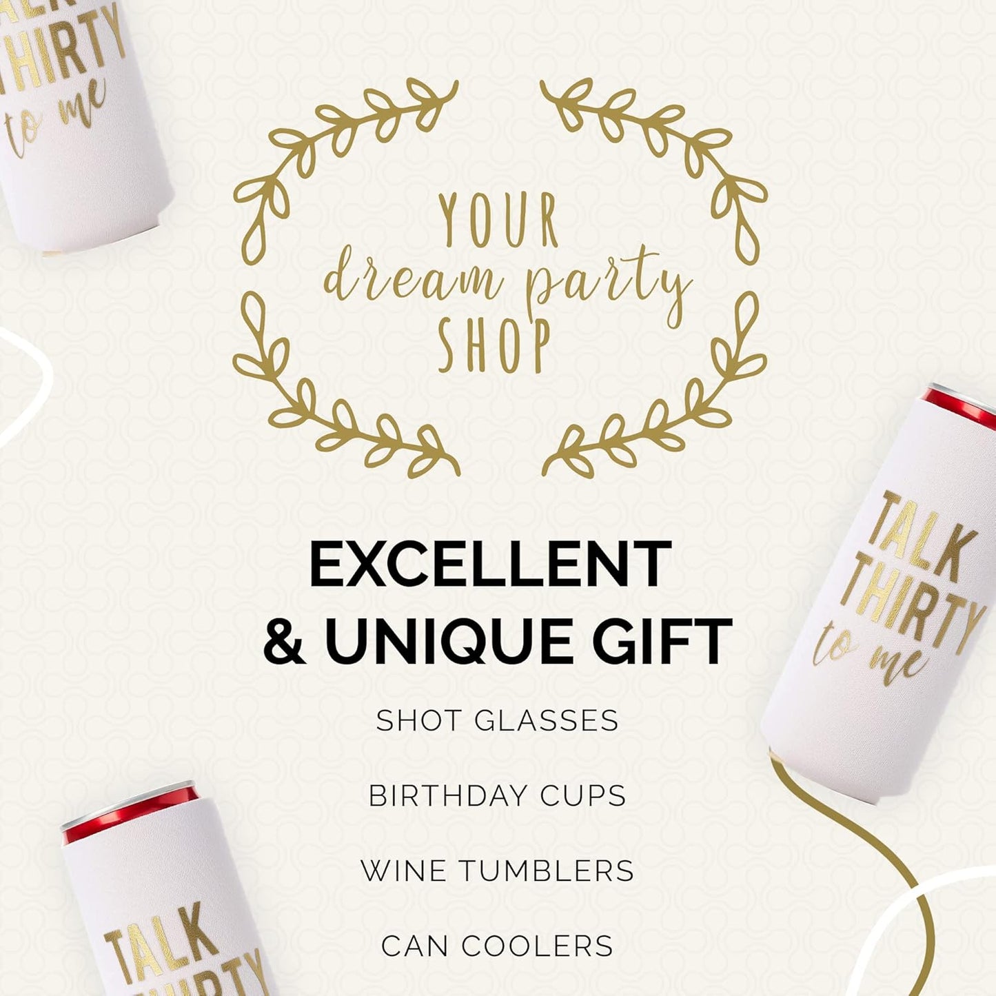 Talk Thirty to Me Can Coolers - Set of 12 for 30th Birthday Decorations and Party Favors