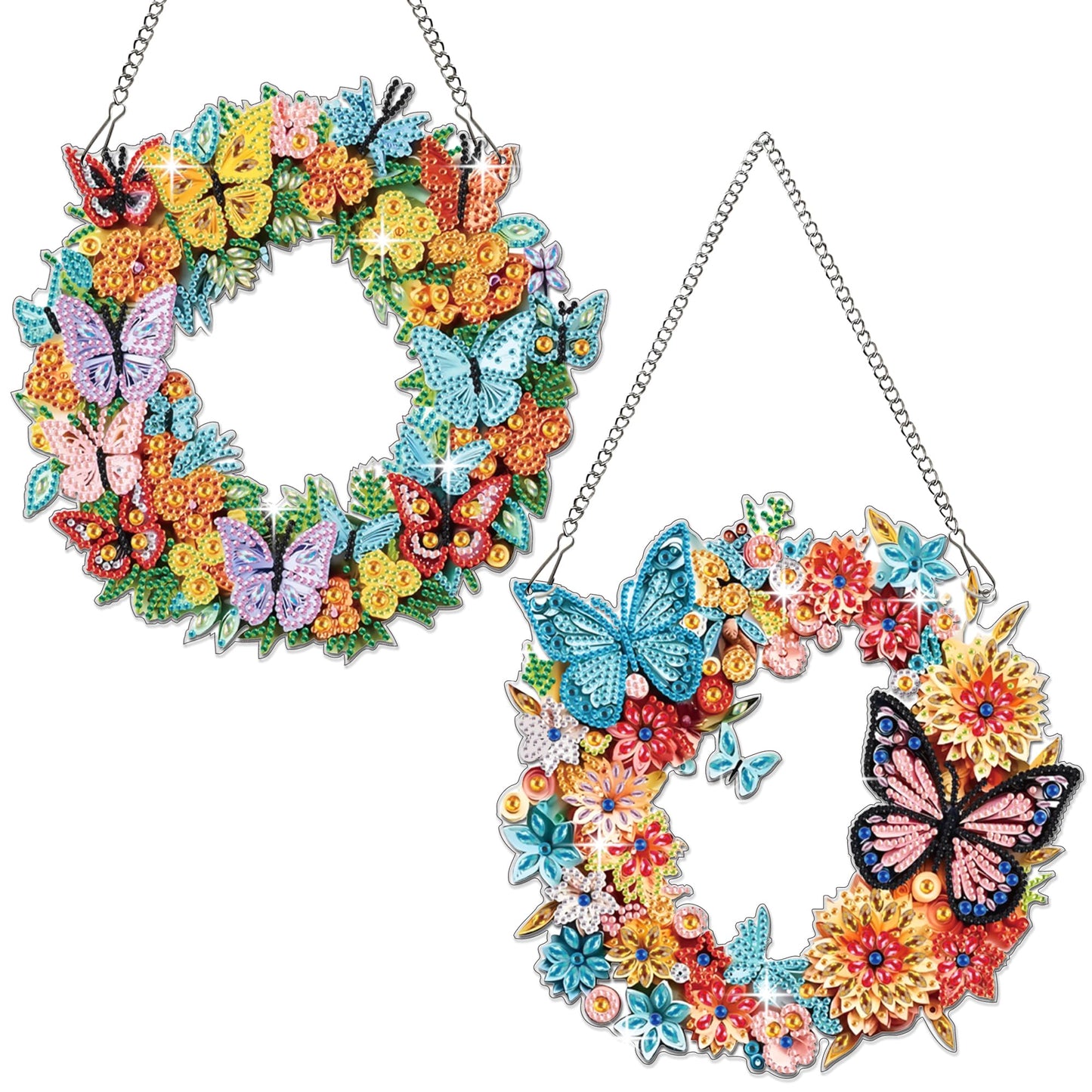 Muzagroo Art Garland Diamond Art Kits for Adults 5D Diamond Hanging Ornament Kits for Windows DIY Special Shaped Diamond Dot Kits Crystal Window Hanging Pendant 2PCS (Garland)
