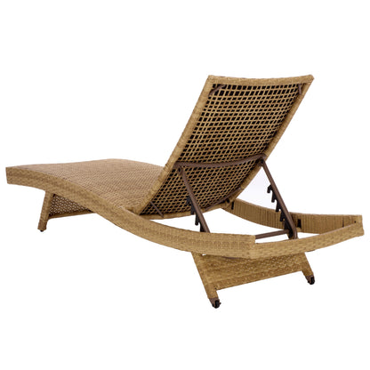 SAFAVIEH Outdoor Patio Furniture Collection – Alex Natural & Taupe Quick Dry Foam Lounger, Adjustable Outdoor Chaise, Modern Curved Design (PAT7545A)