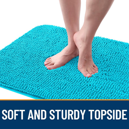 OLANLY Dog Door Mat - Absorbent Non-Slip Washable Mud Mat for Indoor Use | 54x24 Aqua Blue