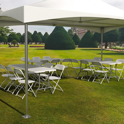 1 Pack Commercial 350lb. VINGLI White Plastic Folding Chair, Indoor Outdoor Portable Stackable Seat with Steel Frame