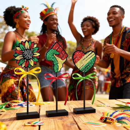 3 Pcs Juneteenth Tiered Tray Decor Wooden Signs Rustic 1865 Freedom Black American Juneteenth Table Decoration for African Home Kitchen (History.Shiny)